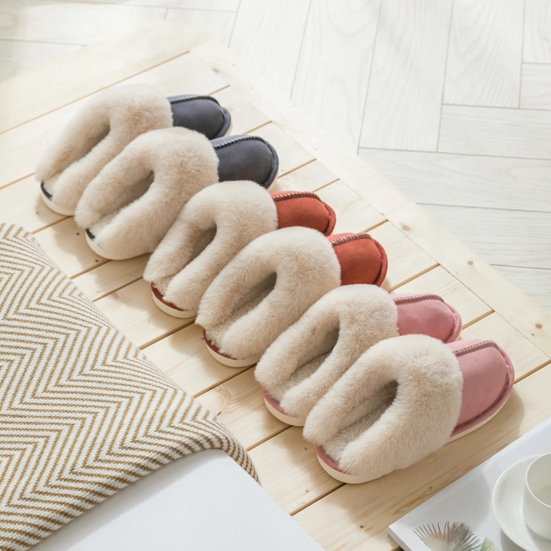 Wholesale Custom Warm Plush Furry Home Slippers Indoor Lovers Couple Youth Cotton Women Home Slippers Shoes