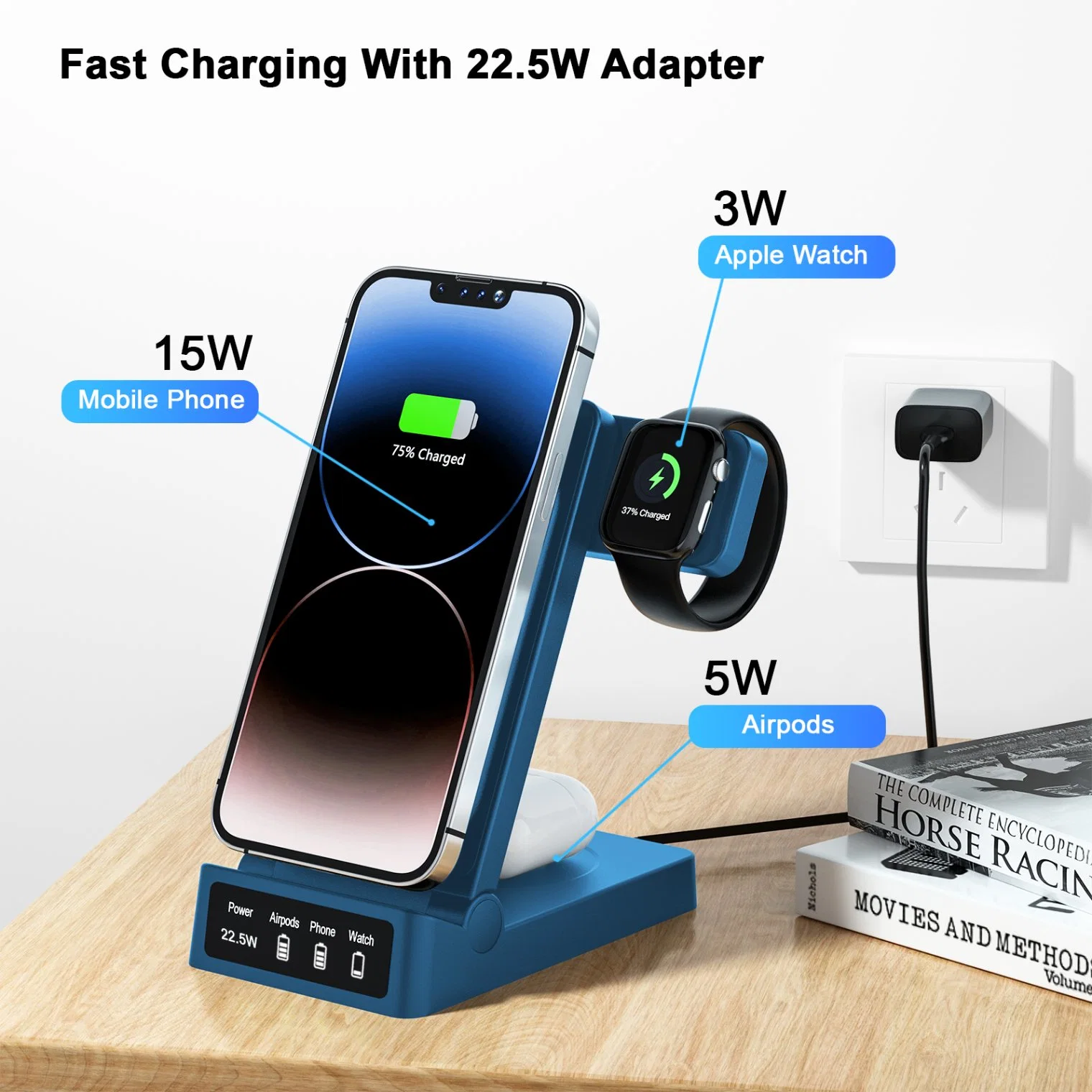 2023 Portable Quick Fast Charger for Android iPhone Smartphone Wireless Charging Station