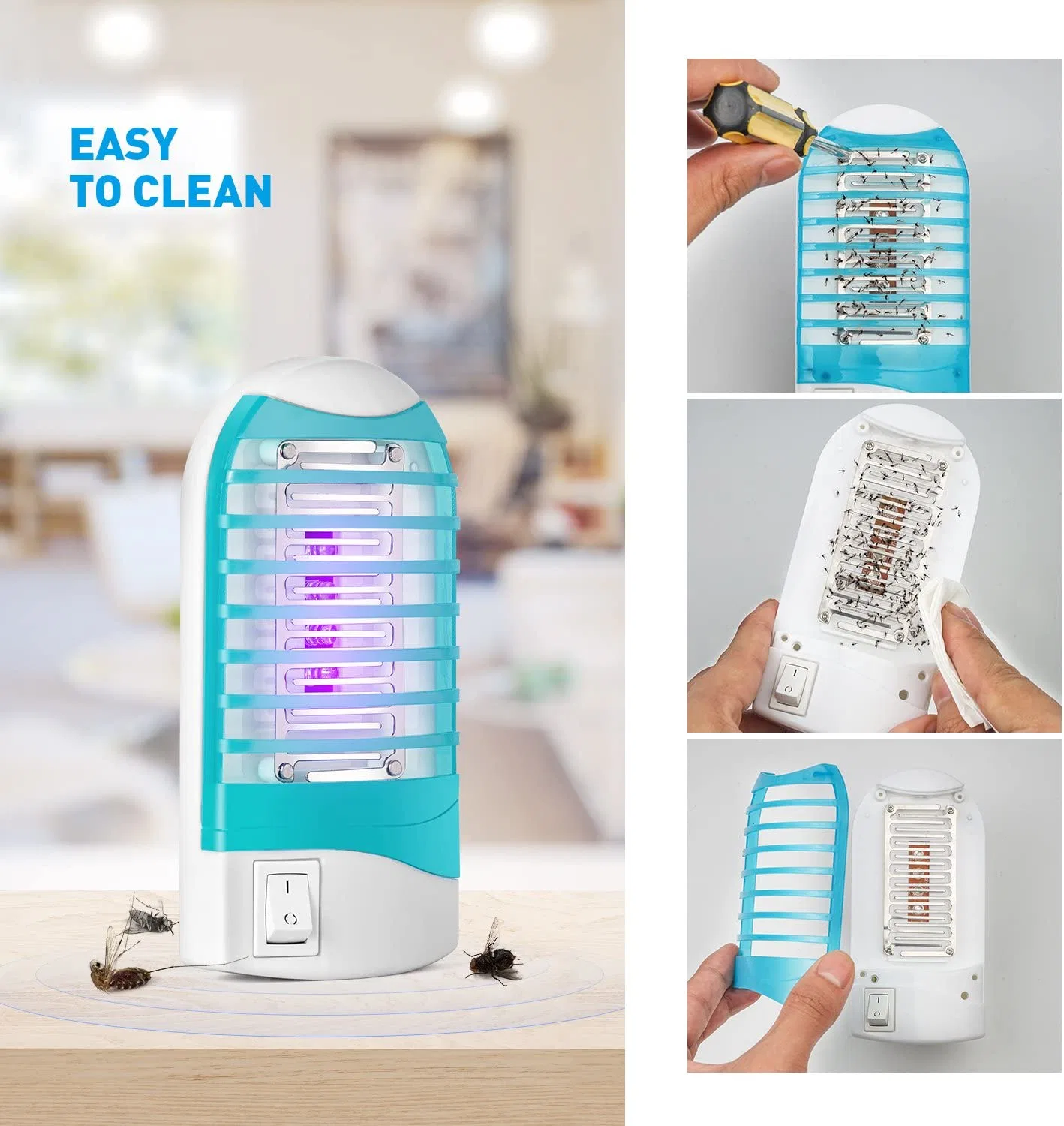 Bug Zapper Indoor Plug in Mosquito Killer Trap Zapper, Electric Gnat Fly Trap Zapper for House Indoor Bug Killer Light