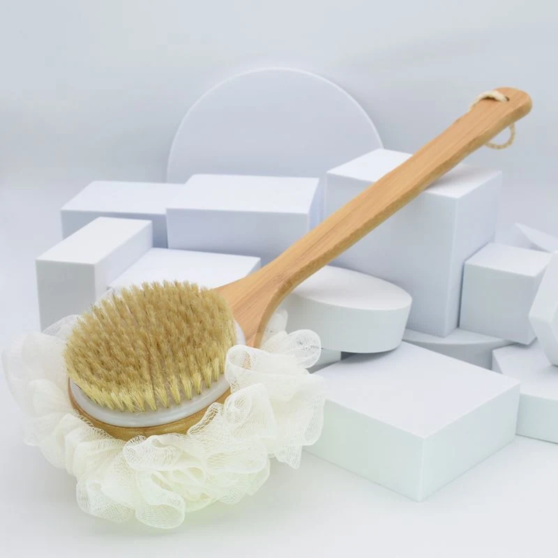 Hot Selling Double Face Bamboo Body Sisal Hair Long Handle Skin Friendly Exfoliate Shower Popular Bath Brush