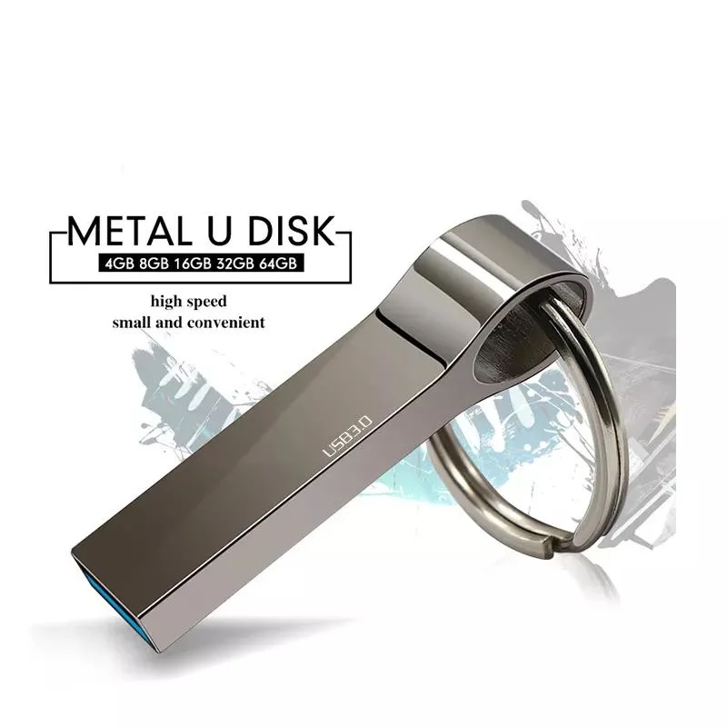 New USB Flash Drive 4GB Metal USB 2.0 3.0 Silver Pendrive 4GB U Disk Pen Drive Custom Logo