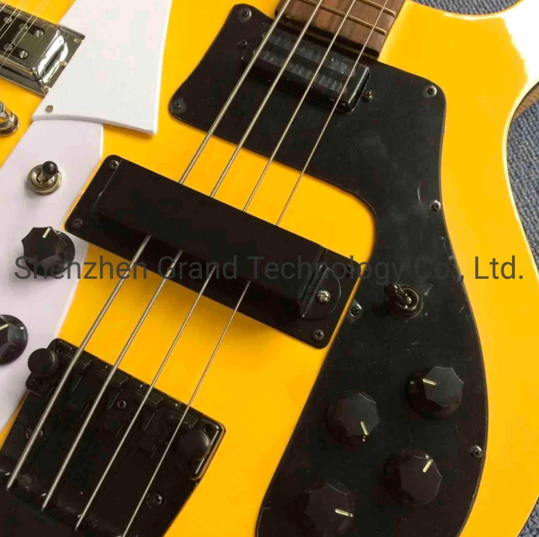 Loja personalizada 4080 Bocal Duplo Geddy Lee amarelo 4 Cordas Bass 612 Opção Strings Guitar