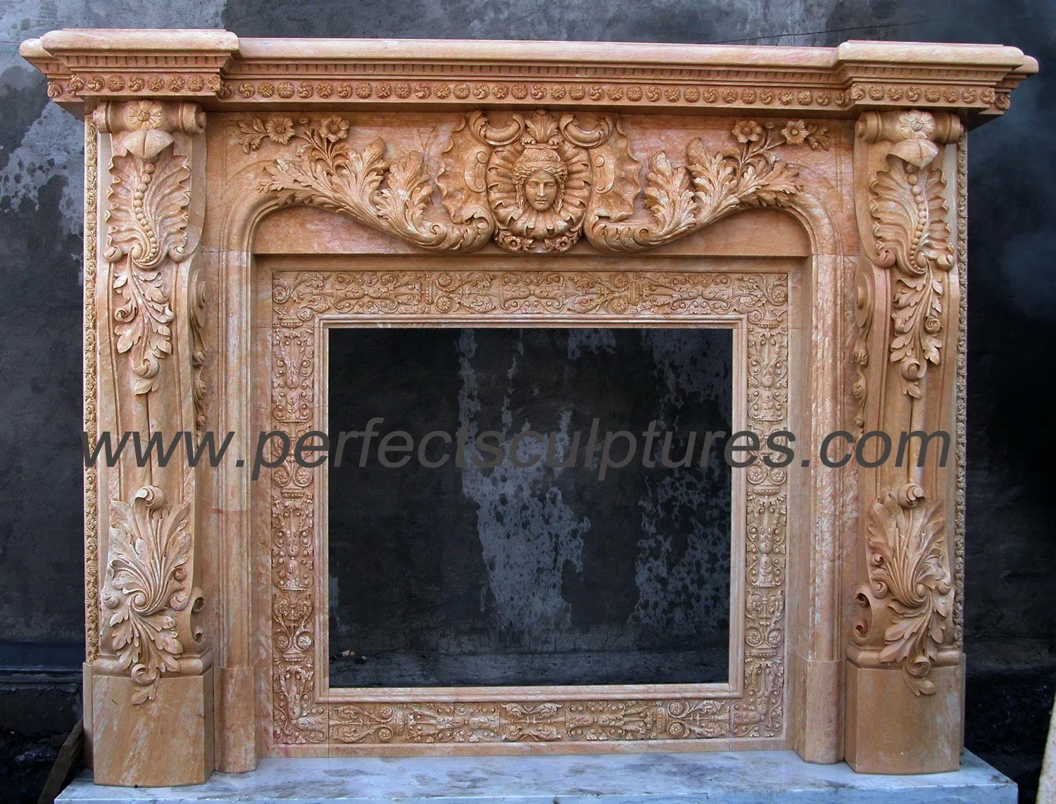 Home Decorative Natural Stone Mantel Marble Surround Carving Fireplace for Indoor Decoration (QY-LS256)