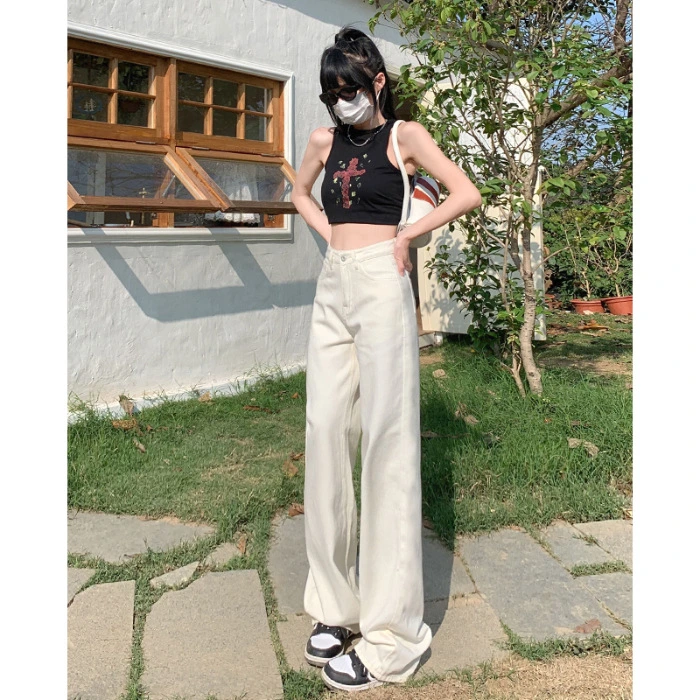 Jeans Women's Spring Autumn New Style Slim High Waist Loose Straight Pants Long Pants