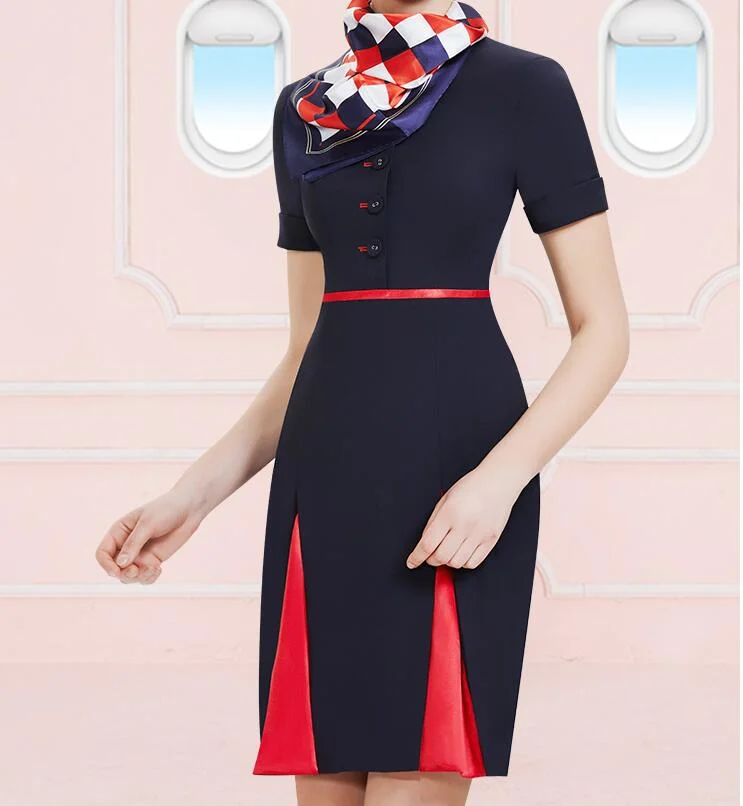 Women Skirt Aviation Fashion Airlines Stewardess Uniform Office Ladies Dress