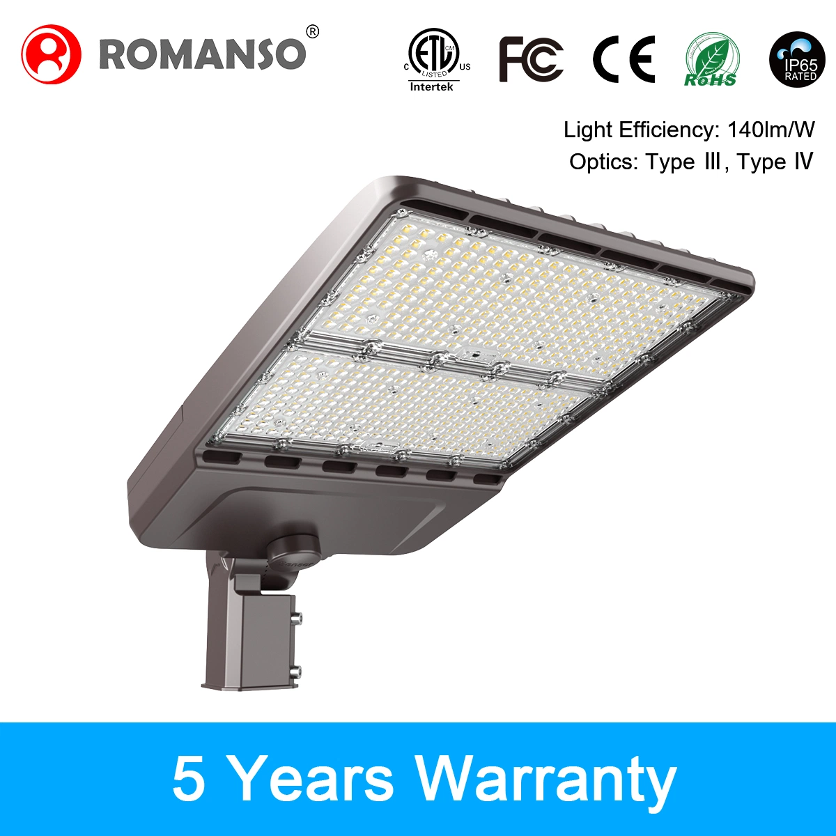 5 Years Warranty LED Parking Lot Shoebox Area Lighting