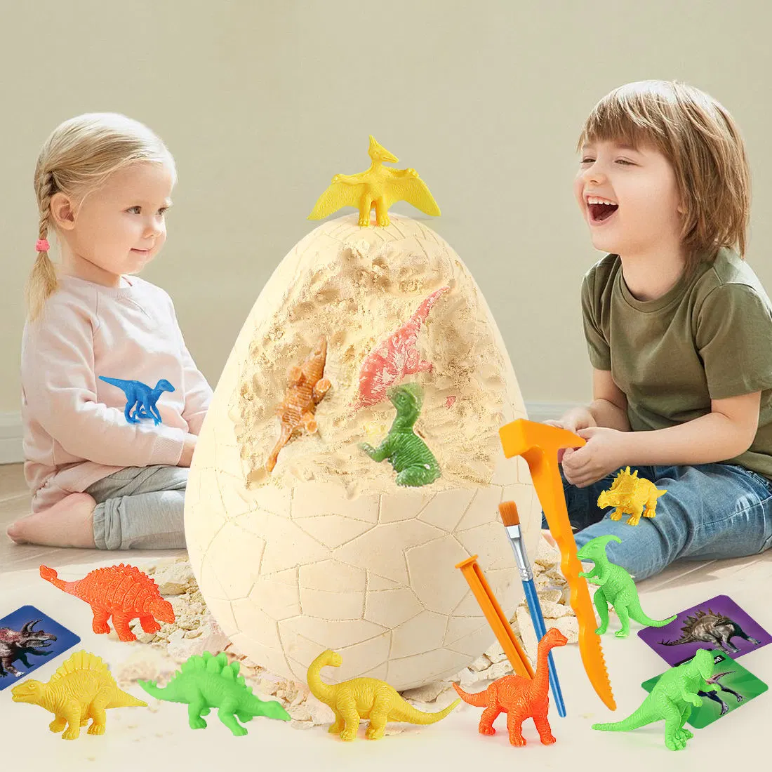 الأطفال لعب الدنوساور لعبة علم عيد الفصح لعبة حفريات كيت دينو مجموعة حفر البيض الدنوصور البيض لعب البيض
