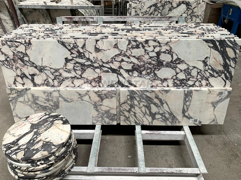 Hot Sale Popular Granite Stone Kitchen Countertop Purple Vein Calacatta Violar Marble Polished Beautiful Island Vanity Top