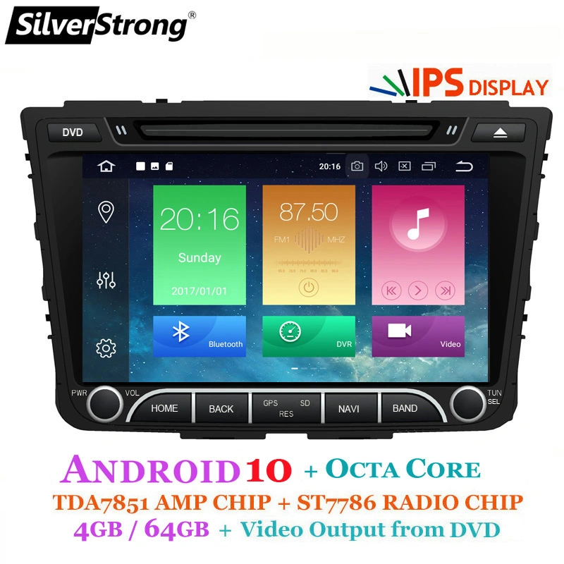 Silverstrong Octacore, IPS 4G 64GB, Creta alquiler de DVD, para Hyundai IX25, Creta Android10, GPS, Radio, Reproductor de medios, el cuádruple núcleo módem 4G SIM DSP de Internet