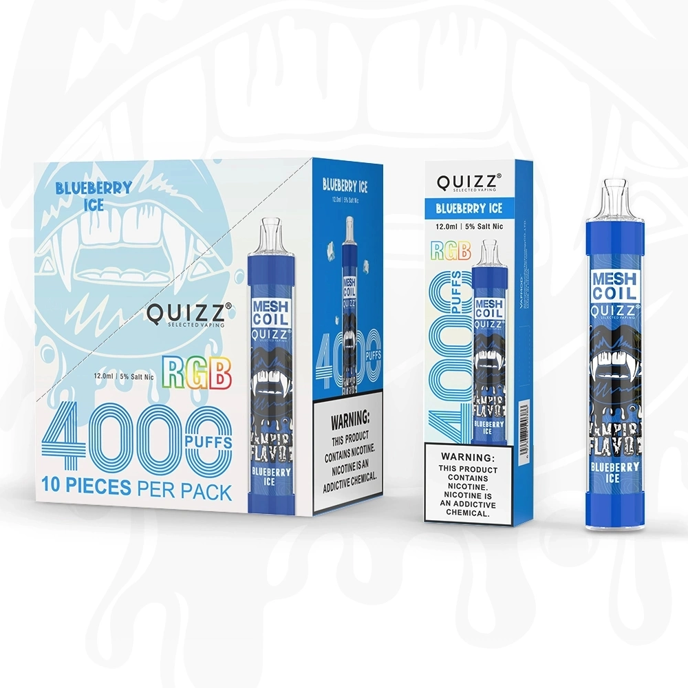 Quizz RGB Flash Disposable Pod Device 4000 Puffs Rechargeable Mini E-Cigarette with Mesh Coil Vape