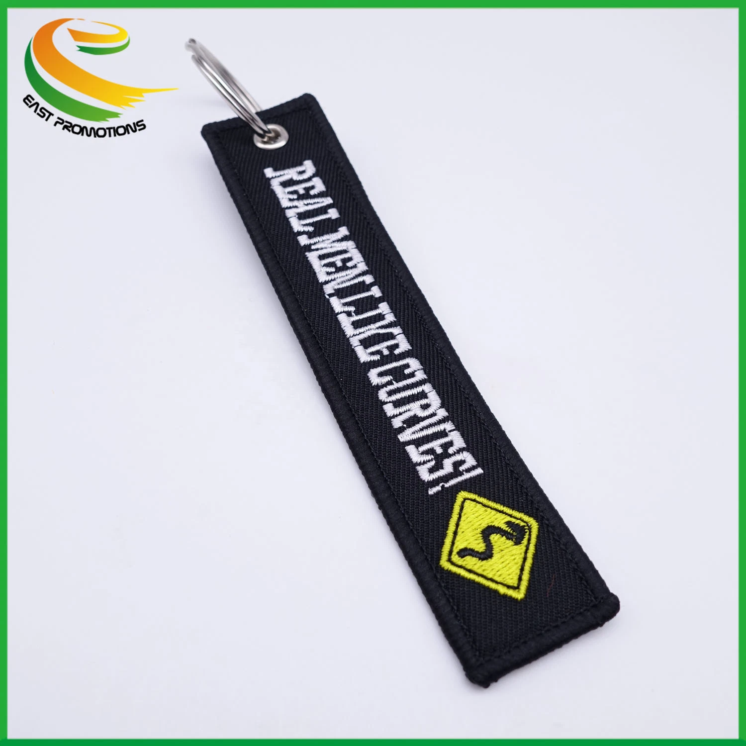 Custom Personalized Brand Name Logo Embroidery Fabric Key Tag Keychain