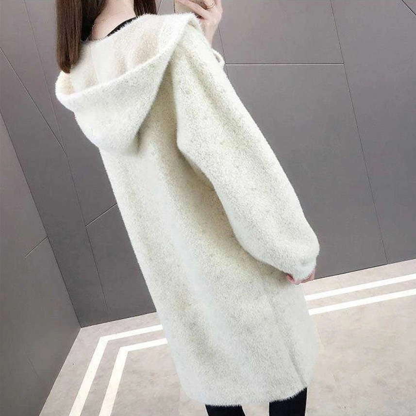 Imitation Mink Velvet Coat 2023 Autumn and Winter New MID-Length Thickened Sweater Coat Women's Loose Hooded Mink Fur Cardigan