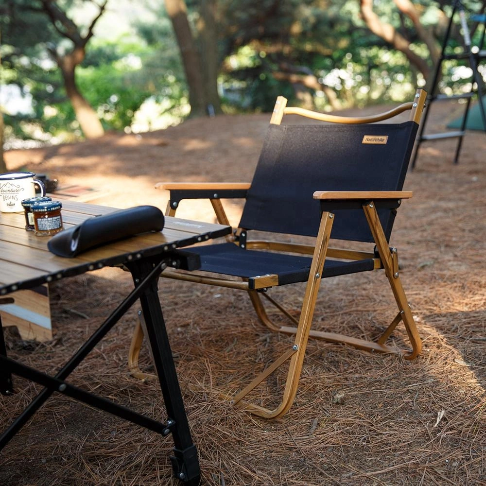 Meuble d'extérieur MW02 Chaise de camping pliante portable en aluminium imitation bois.