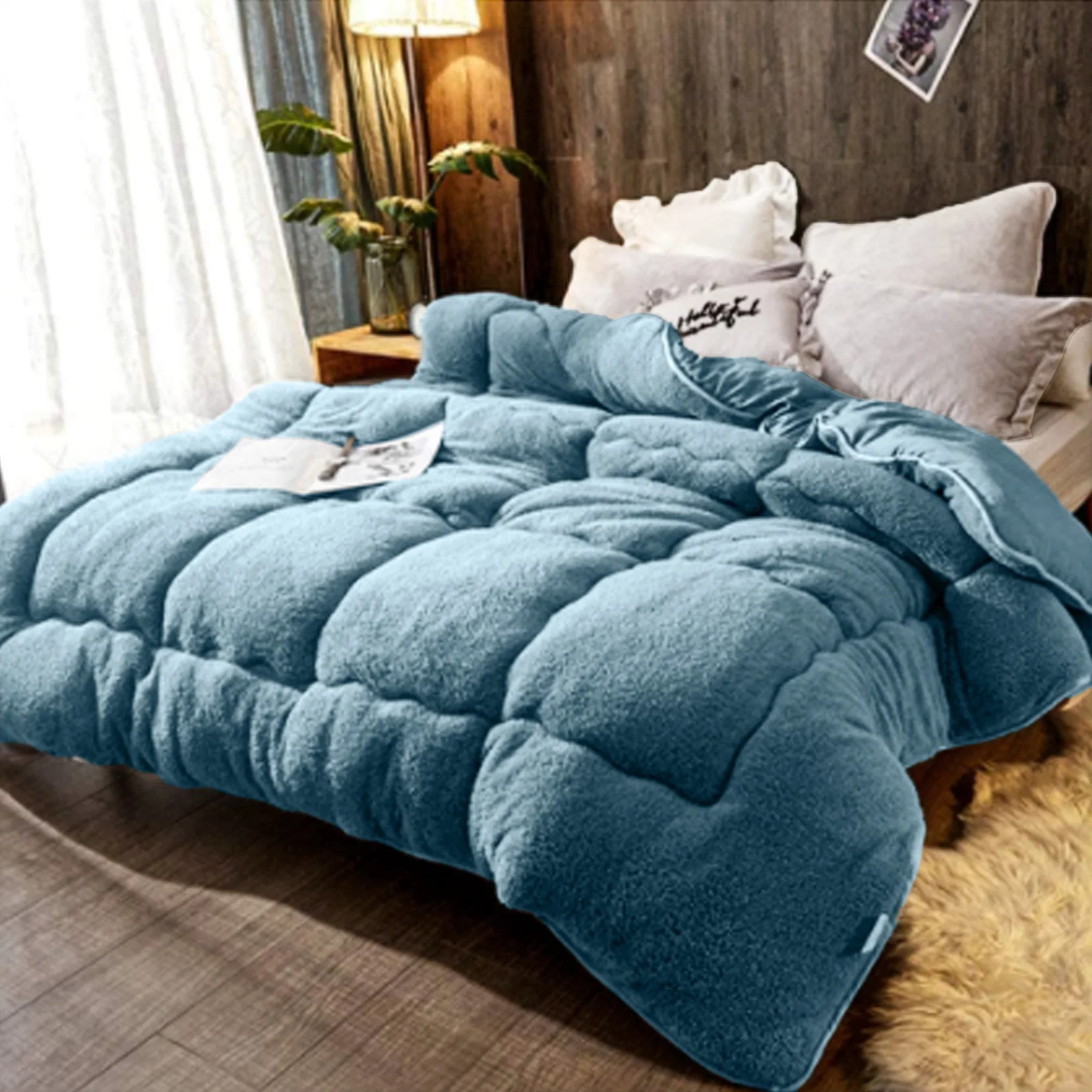 Sherpa Blanket Quilt Piece Bedding Large Double-Sided Plush Softest Comfort