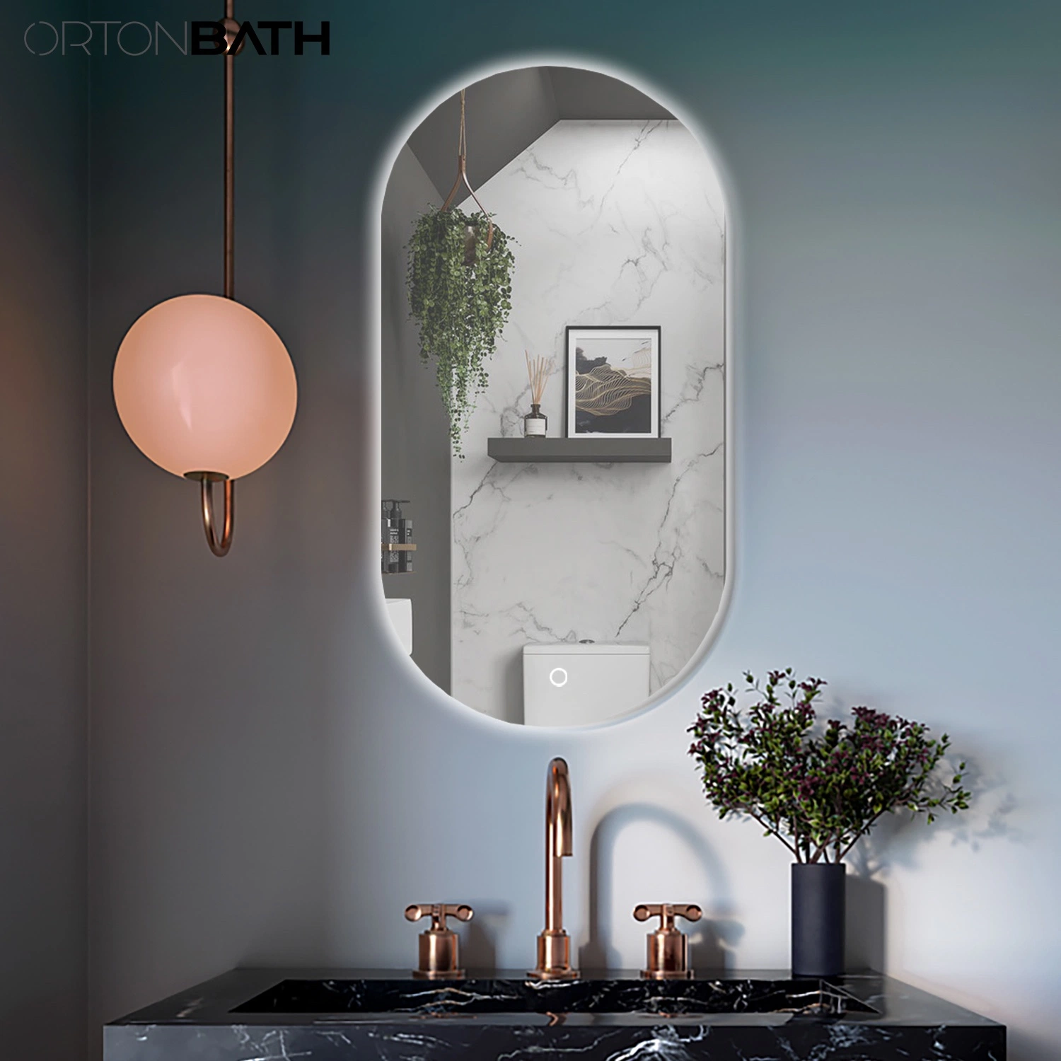 Ortonbath Newest Design Wholesale/Supplier Home D&eacute; Cor Luxury Rectangle Smart Glass Furniture LED Light Acrylic Illuminated Wall Mirror LED Mirror