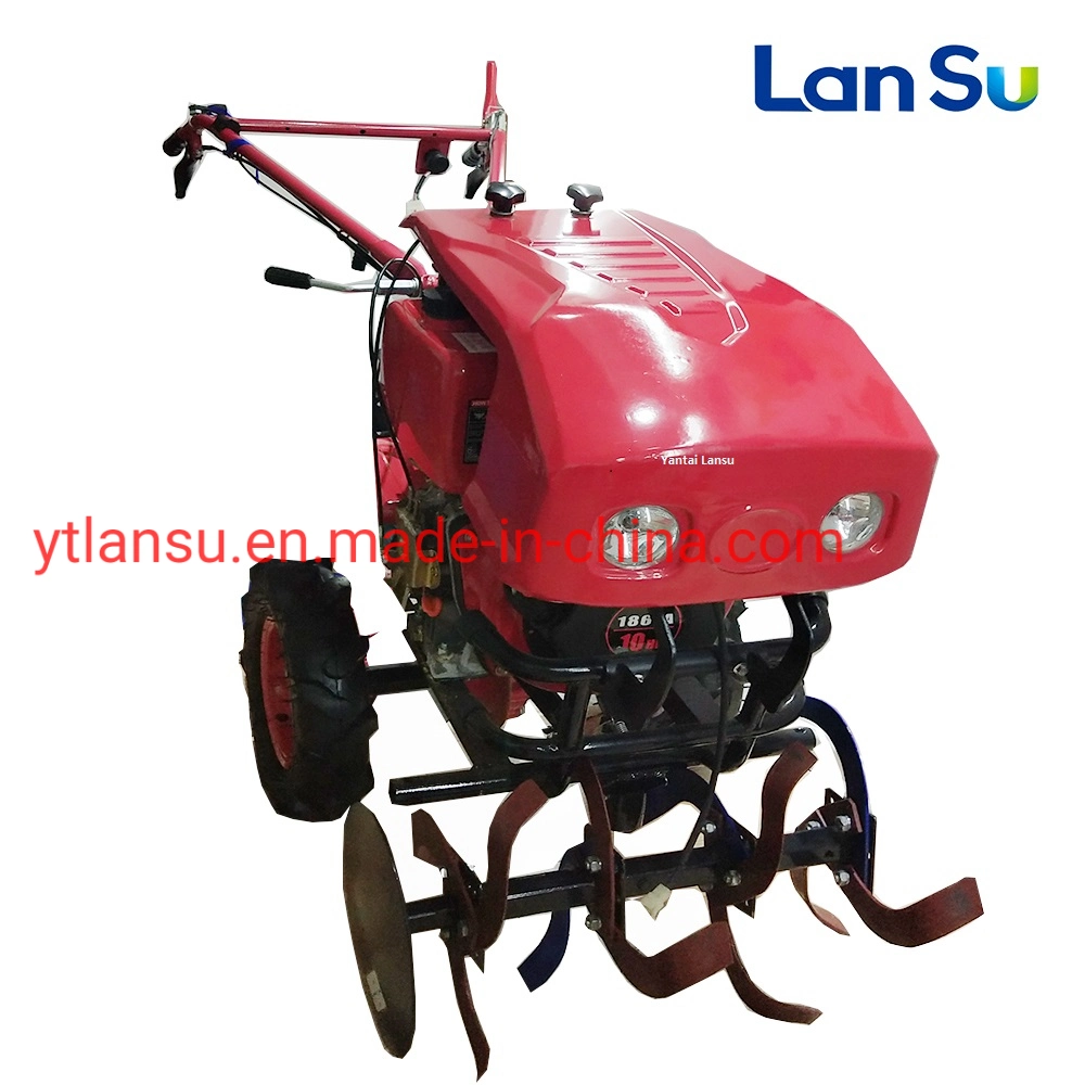 China Landmaschinen Motocultor Garten Farm 12HP 15HP 18HP Diesel Zwei Rad Hinter Dem Cultivator Rotierende Mini Power Tiller Gehen Traktor