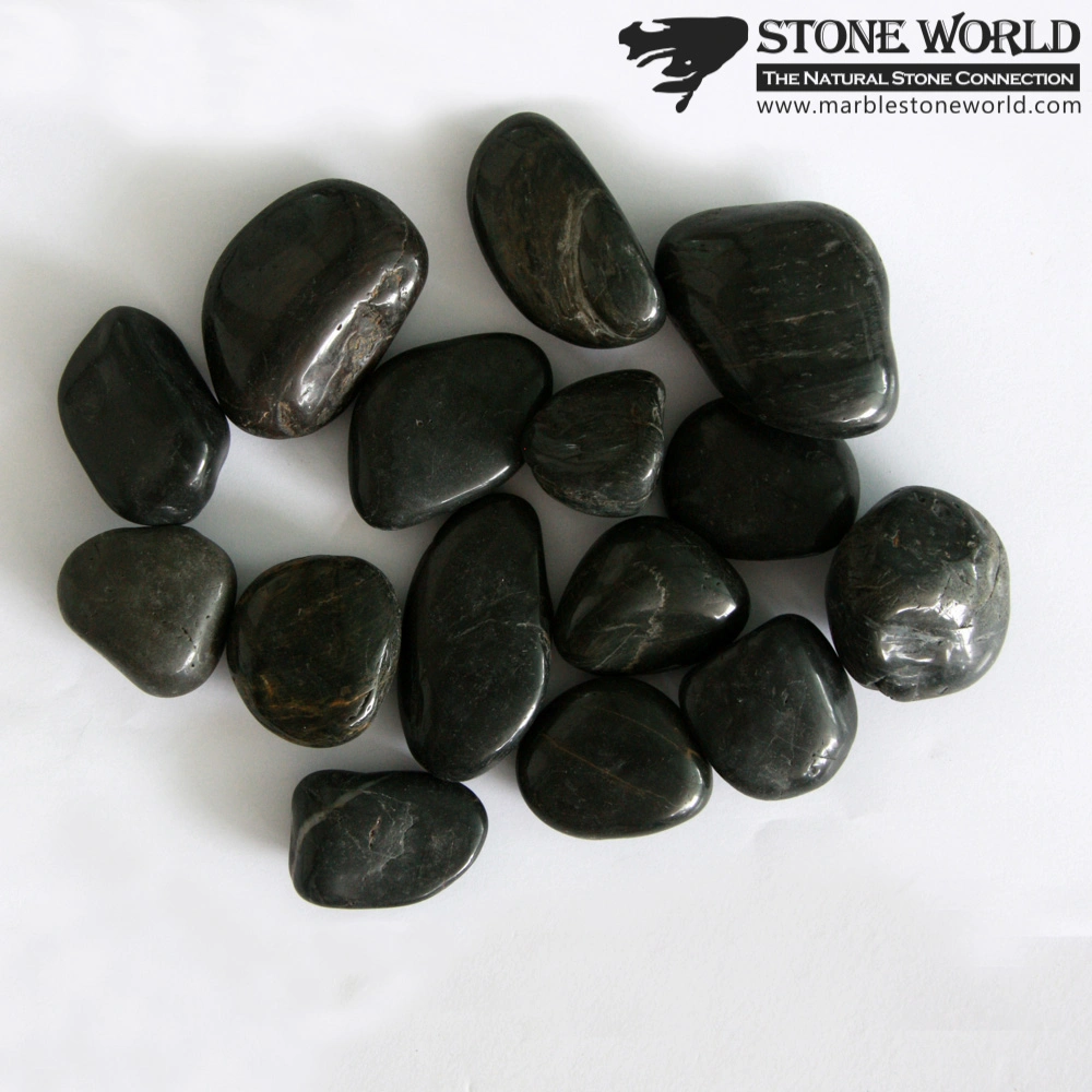 Natural Stone Polished Black Pebble Stone for Landscape & Garden (RS-006)