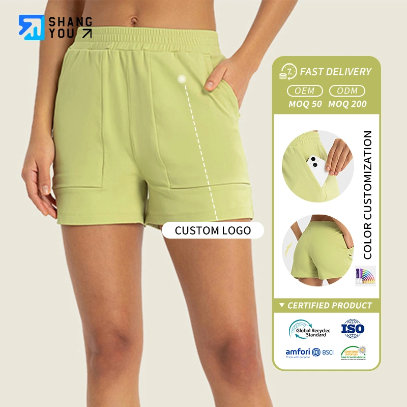 Dk344 New Large Pocket Running Fitness Elastic Waist Yoga Shorts Skin-Friendly, Breathable, Refreshing, Sports Tripartite Pants