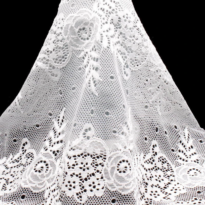 22cm White Elastic Lace for Lingerie Spandex Nylon Lace Fabric for Women