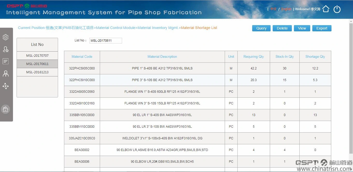 Pipe Shop Fabricationintelligent Management Software