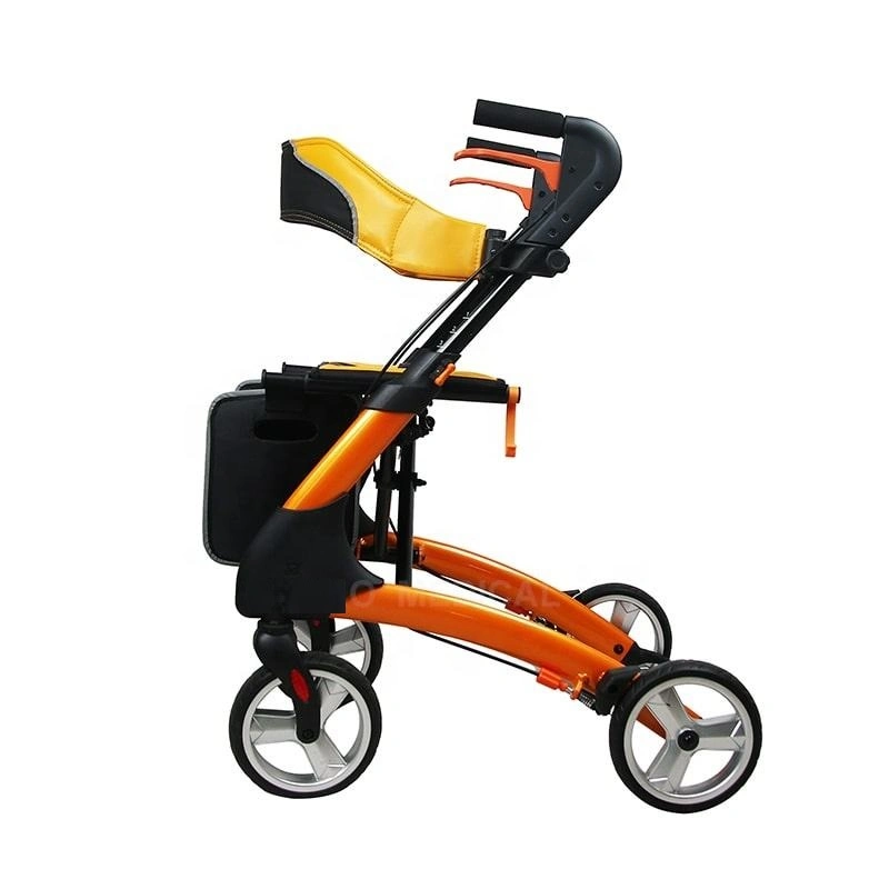 Ultra Light Weight Aged Care Folding Aluminum Mobility Shopping Cart Adult Walking Rollator Walker with Seat