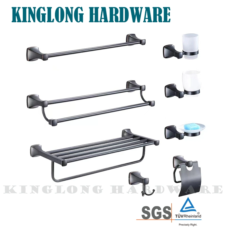 Stainless Steel Double Towel Rack Black Bathroom Pendant with Towel Bar