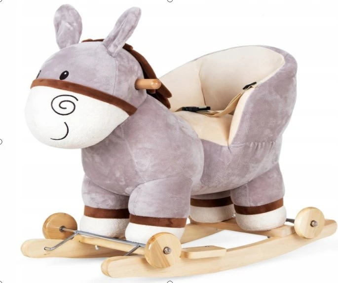 OEM ODM Whosale niños niños bebé Paseo de madera Plush Rocking Juguetes de caballos