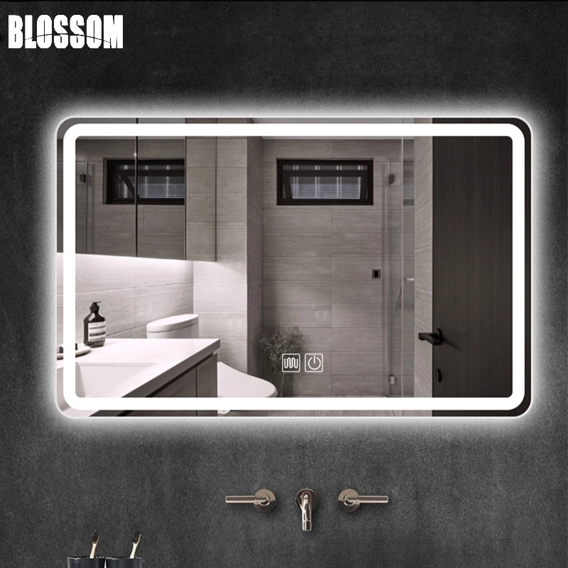 مرآة حائط حمام ذكية مع أثاث غرفة المرآة بإضاءة LED