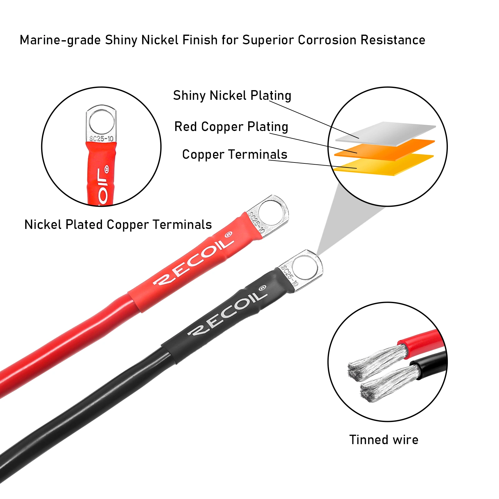 Edge Spg4-1 True Spec 4 Gauge 1FT Battery Inverter Cable Sets