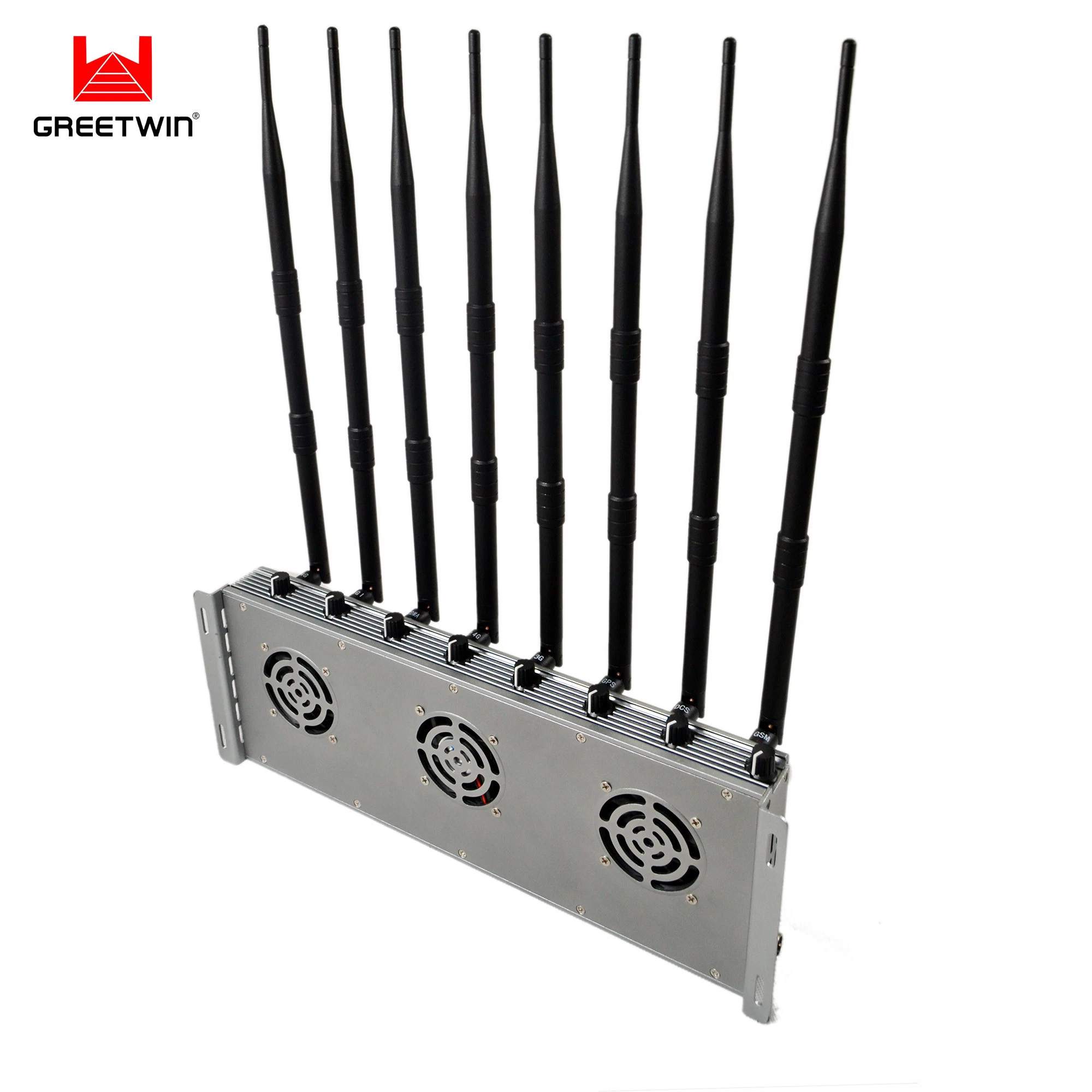 Potente señal de teléfono móvil WiFi Jammer 8 antenas Jammer ajustable