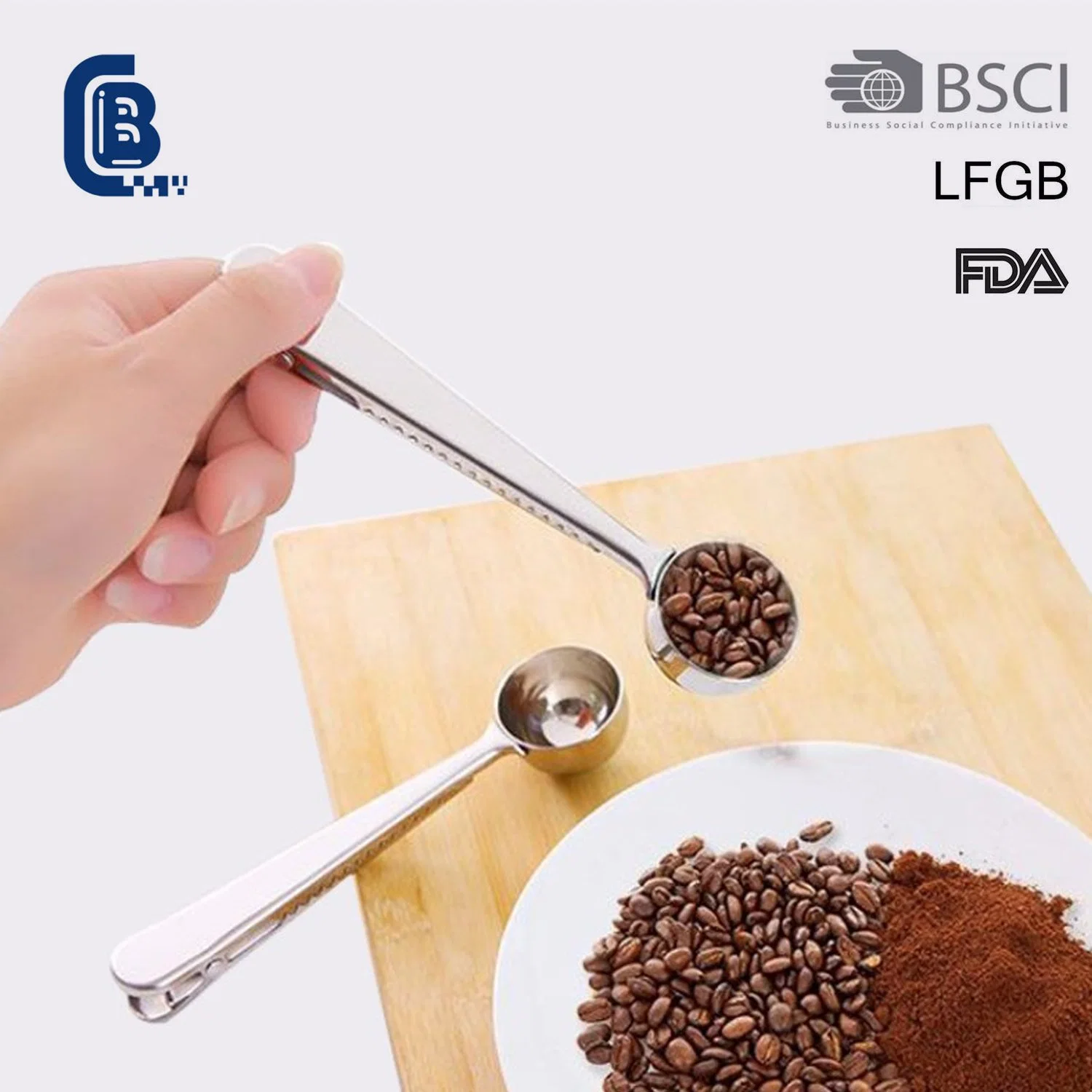 Pó de Aço Inoxidável Goteira longa medida rasa de café tratadas com saco Bakeware Clip