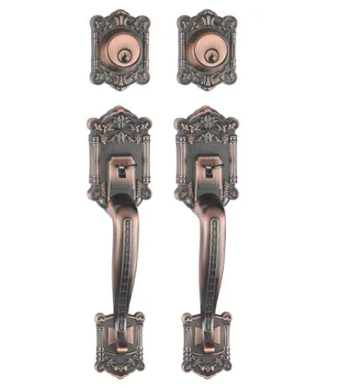 Door Locks with Deadbolt Antique Brass Front Door Handleset Bedroom Door Handle with Lock