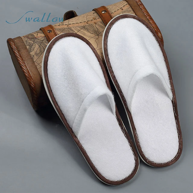 White Towelling Hotel Disposable Slippers Terry SPA Guest Shoes