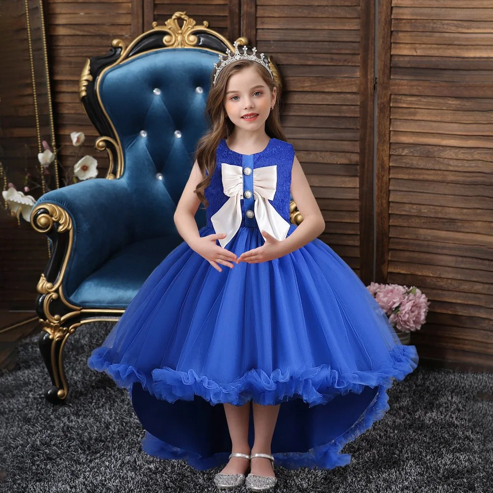 Neu Mädchen Schleife Prinzessin Kleid Kinder gedruckt Bunny Garn Party Performance Trailkleid