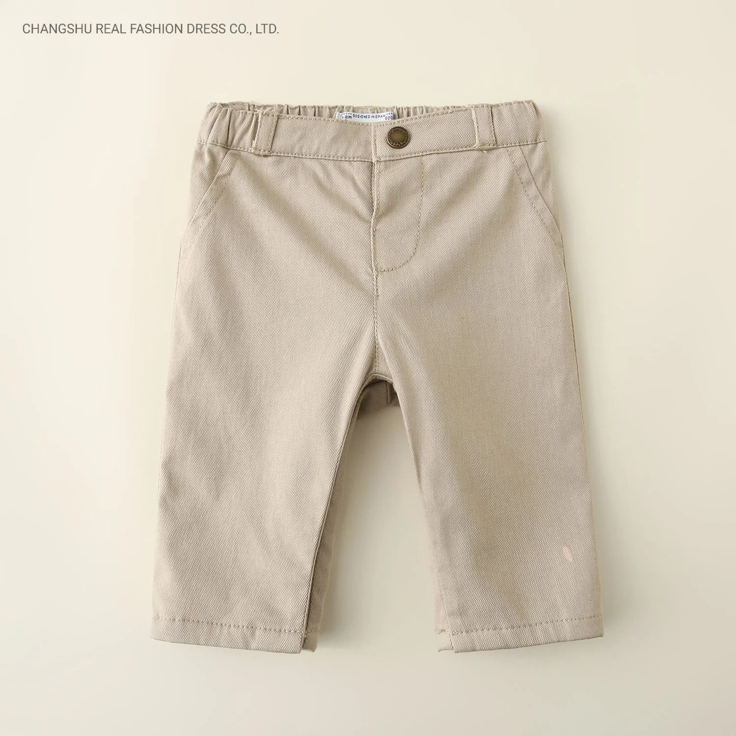 Bébé Vêtements de couleur taupe Pant avec fixation en laiton antique et fermeture à glissière en métal voler avant