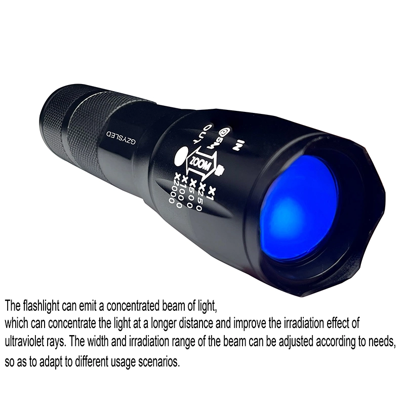 Customized Adjustable Focus UV-C LED 254nm 265nm 270nm 280nm UV Flashlight Rechargeable