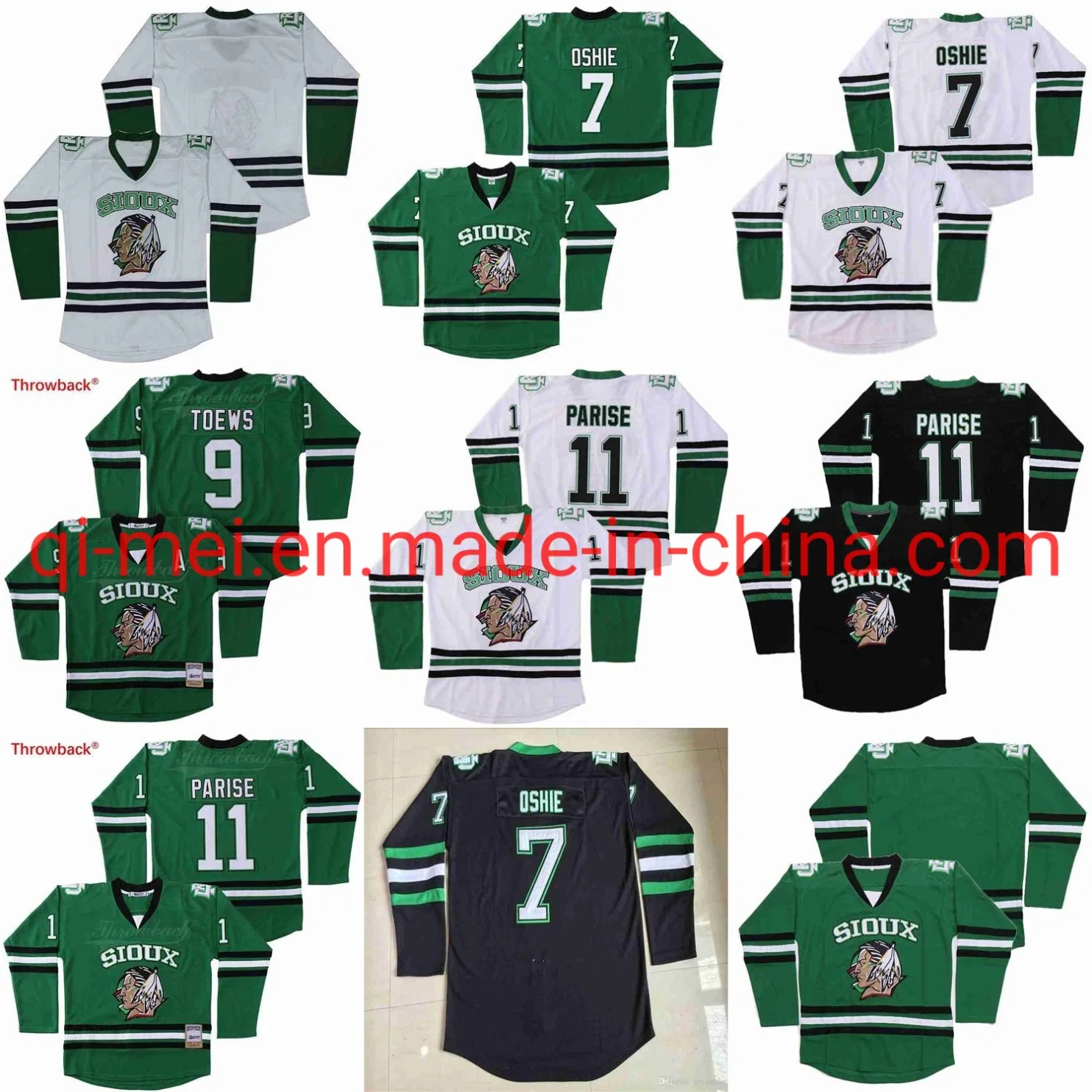 Customize Sioux 7 Tj Oshie 11 Zach Parise 9 Jonathan Toews Blank North Dakota Fighting N-Hl Ice Hockey Jerseys