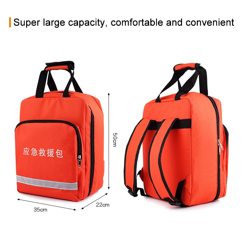 Red Cross List Backpack, Medical Supplies Bag First Aid Rucksack with Multi-Function Flashlight Emergency Manual Anti-Slip Gloves