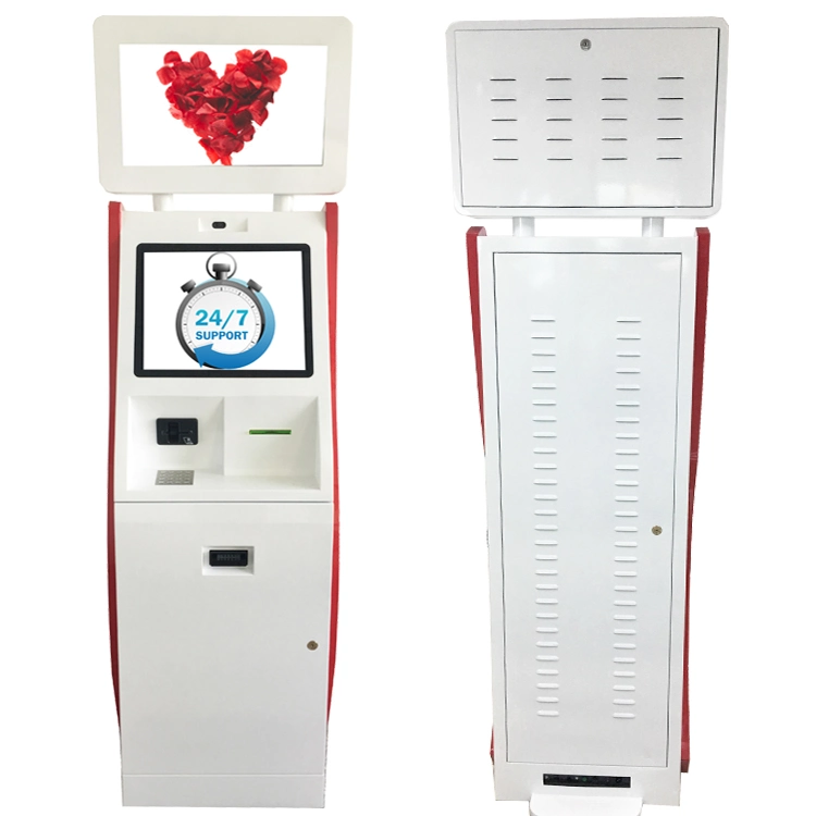 Free Standing Self Service Dual Touch Screen Payment Kiosk with Printer Thermal