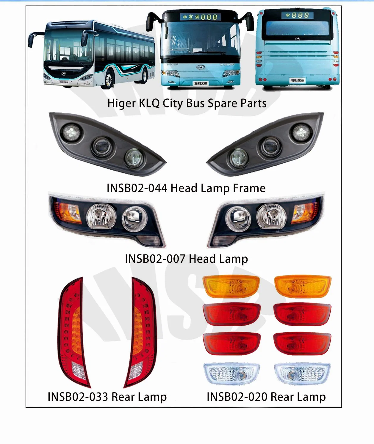 Higer Bus Head Lamp Bus Parts 24V LED Front Head Light