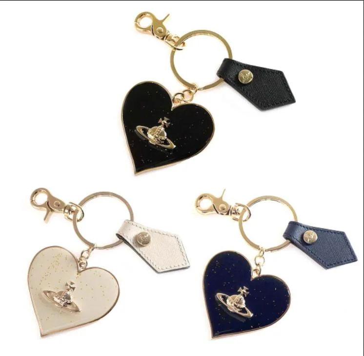 Custom Keychain Manufacturer Creative Metal Keychain Personalized Keychains Heart-Shaped Keyring with Leather Tag