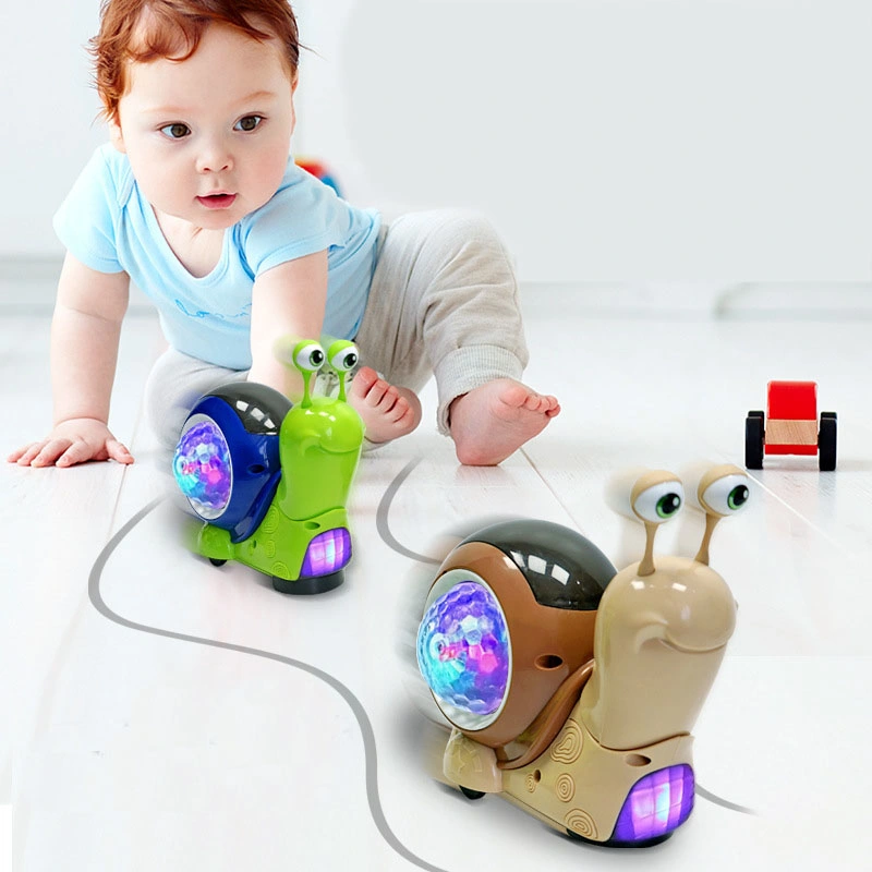 Cute Kids Electric 3D Light Projection Music Shaking Snail Submarine Space Shuttle Toy for Children