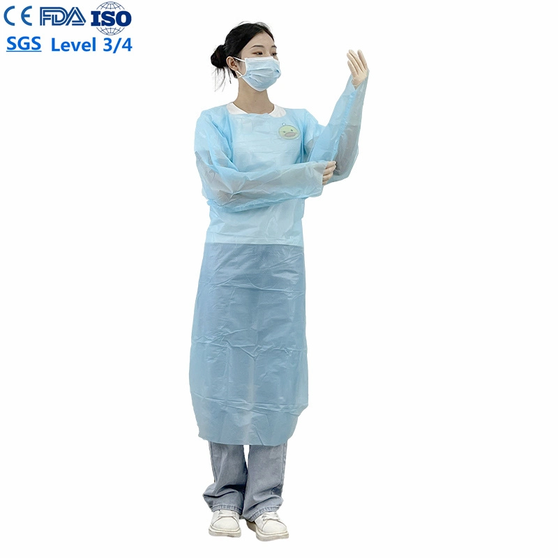 Factory Price En13795 Disposable Blue CPE Surgical Gown