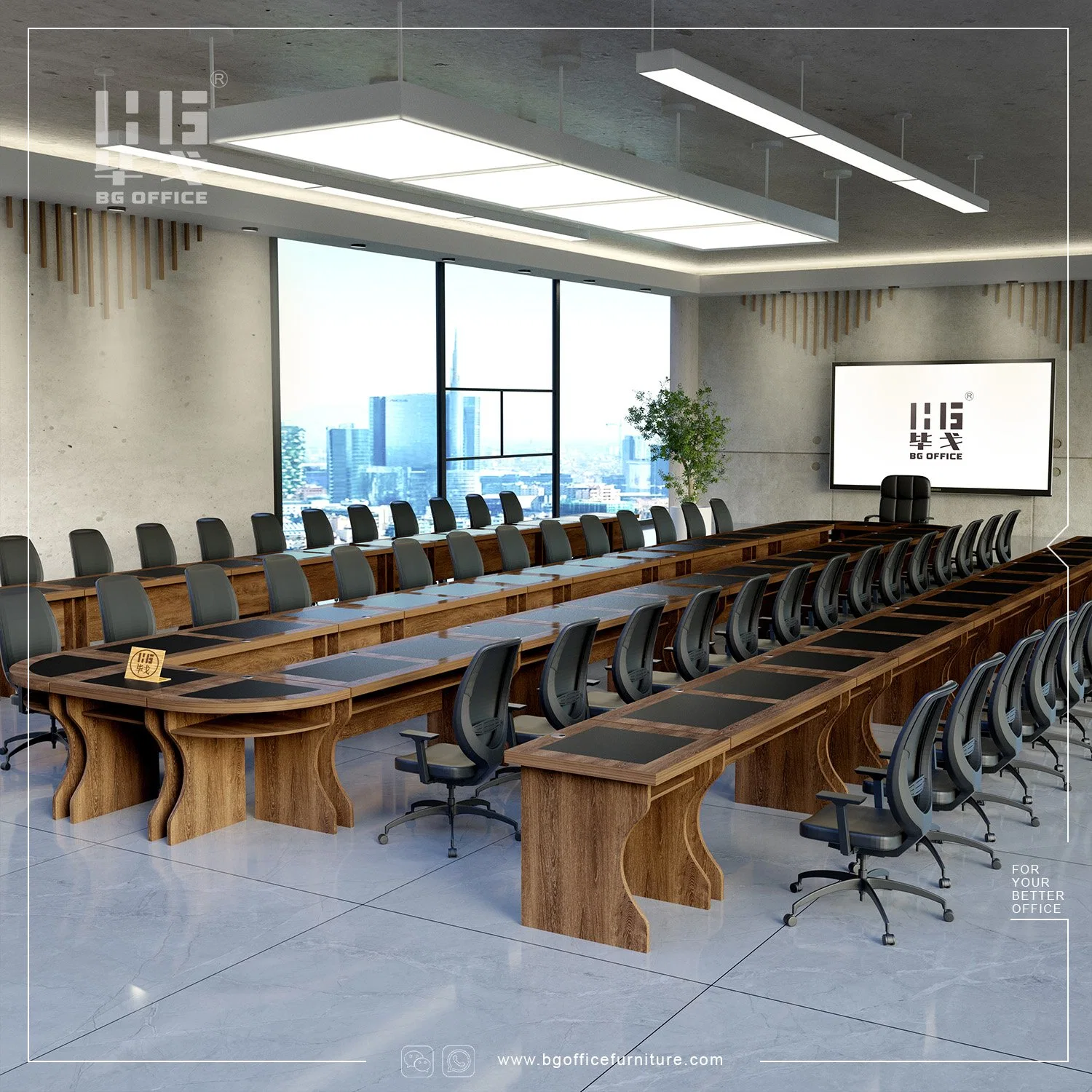 Wholesale/Supplier Customize MDF Modular Meeting Table 8/10/12 Person Classic Office Conference Desk