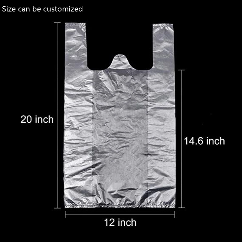 300+160X520mm Non-Woven Vest Shopping Plastic HDPE Bags with Transparent Color