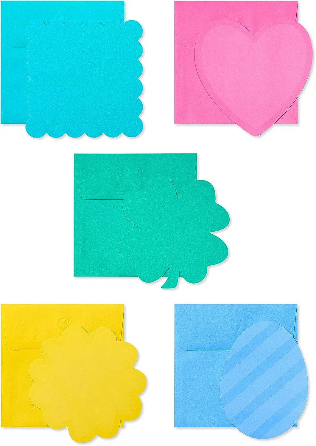 Assorted Spring Shapes & Colors Blank Cards with Envelopes (100-Count)