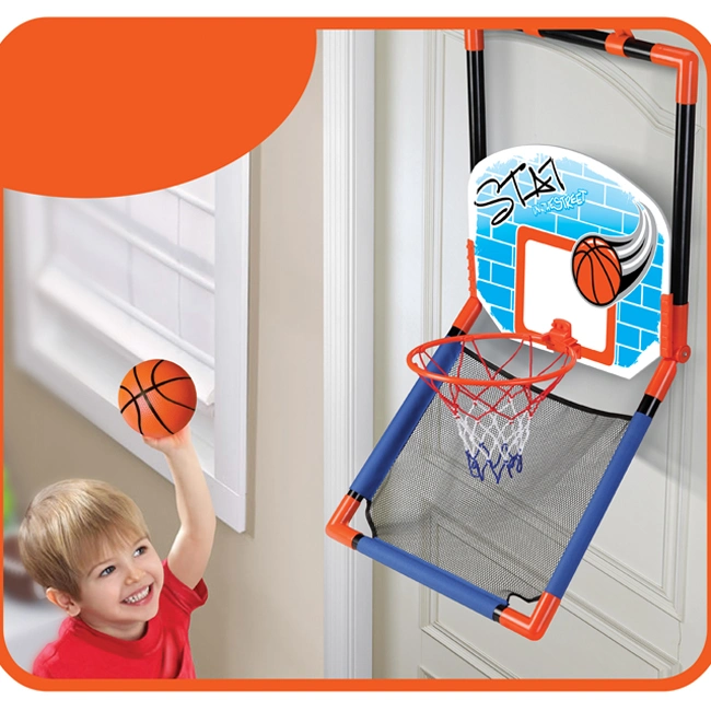 2 in 1 Floor to Door Basketball Hoop Boys Indoor Sports Toy Set Real Action Interesting Kids Toy Basketball