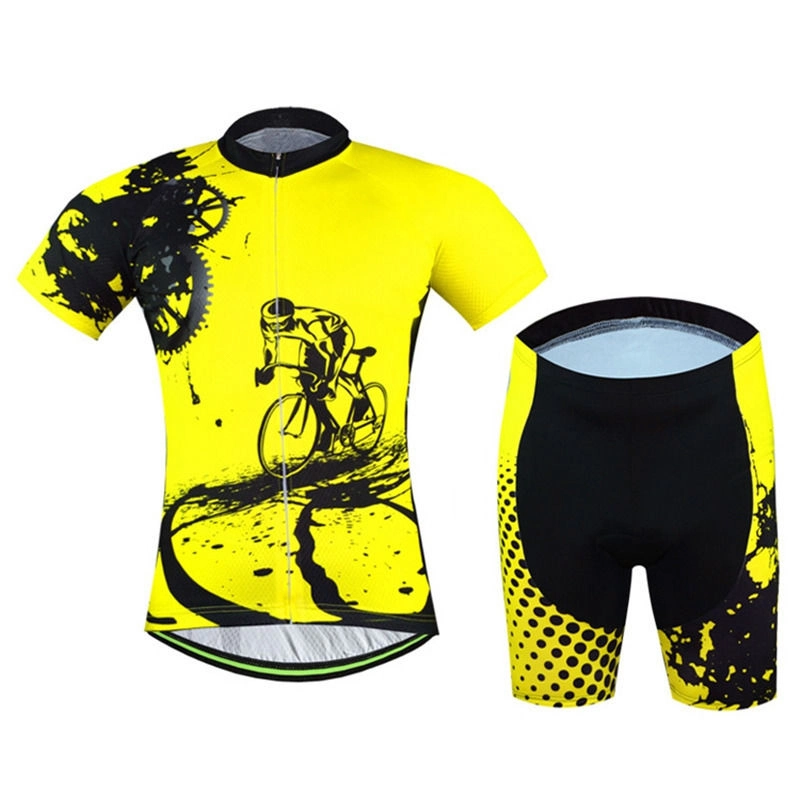 Wholesale/Supplier High quality/High cost performance  Yellow Patterned Compression Men Sport Cycling Jersey