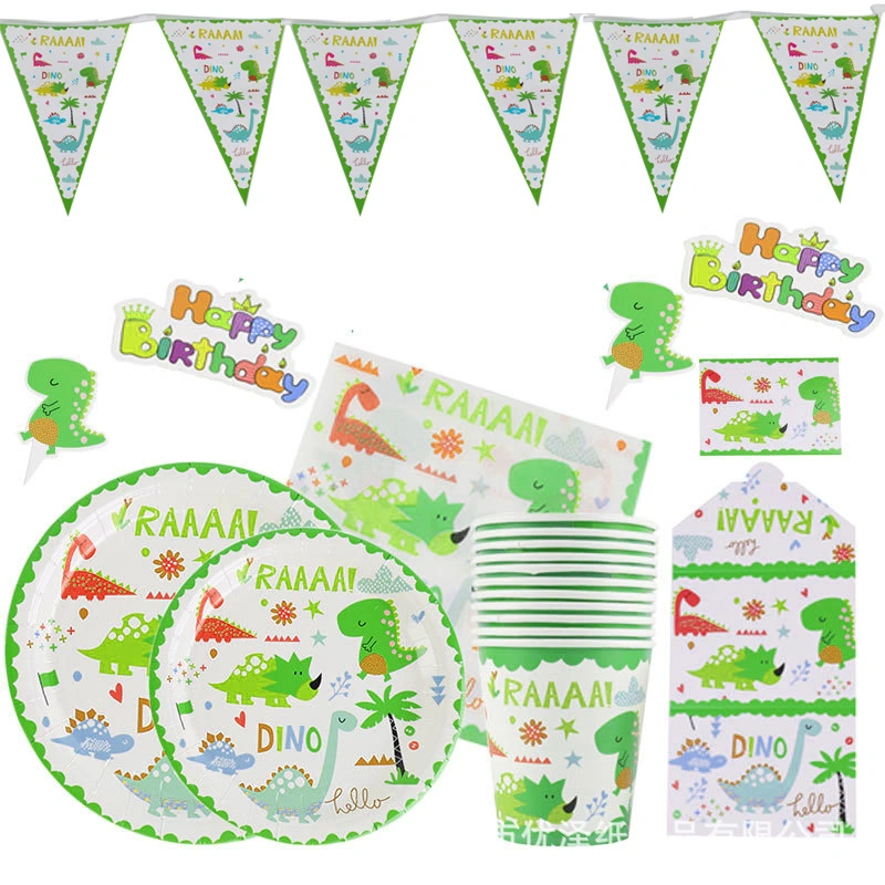 Dinosaur Children&prime; S Birthday Party Decorations Disposable Tableware Set