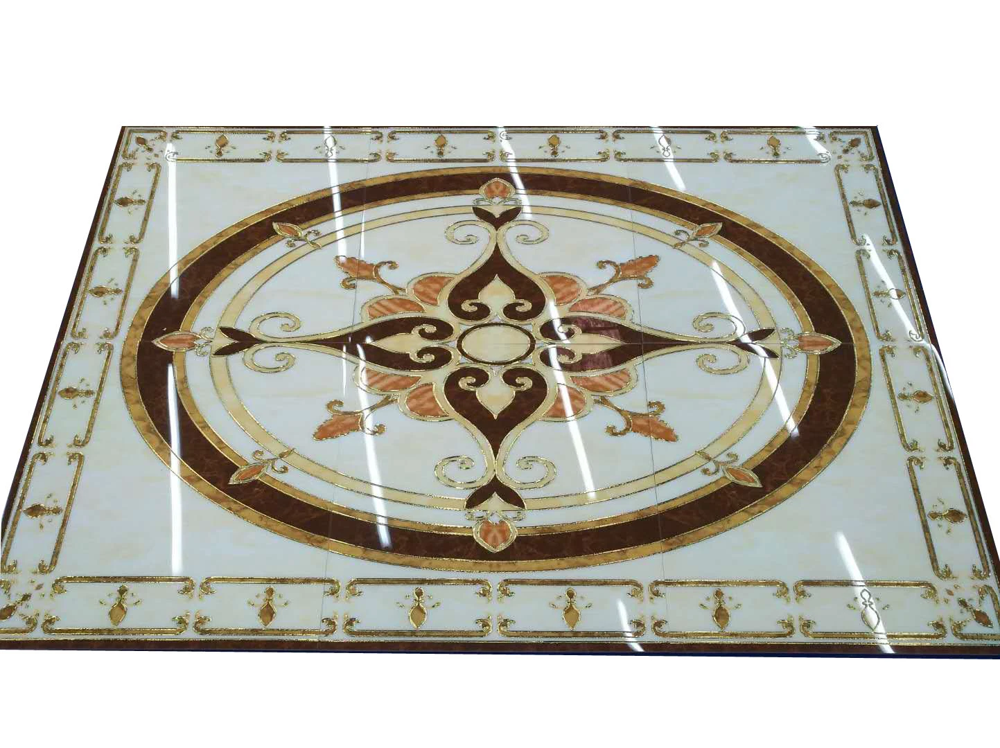 Hot Sell Durable Industry Style 600X600mm (six in one) Square Golden Metal Glazed Porcelain Tile